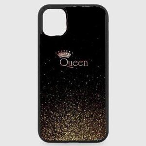 Black glitter queen phone case